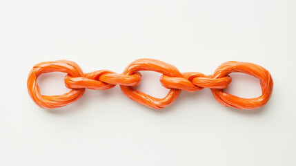 Naklejka premium Vibrant orange chain links formed from twisted material, showcasing creativity and texture