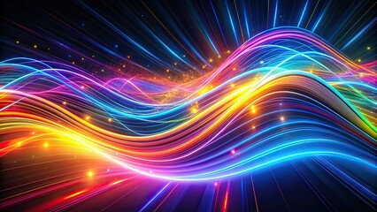 Colorful Neon Lines Abstract Background - Futuristic Data Transfer