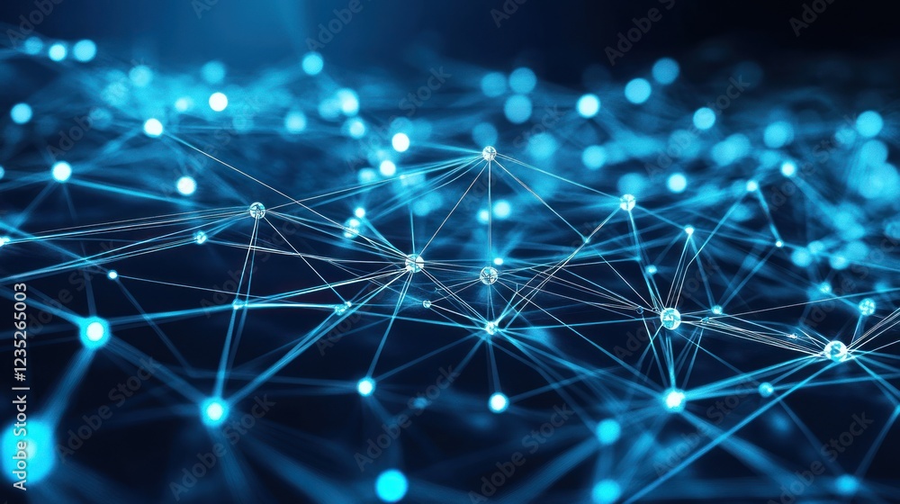 Poster abstract network digital connections illuminated in blue
