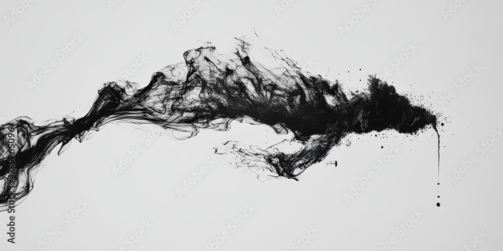 Wall mural dynamic black ink flow abstract art blending form and motion with flowing black ink