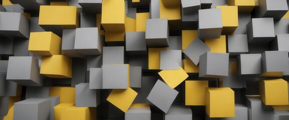 Geometric shapes in yellow and gray, overlapping squares,  squares,  abstract