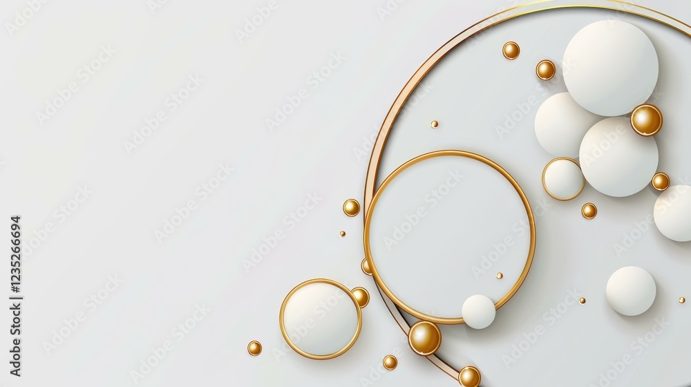 Poster a delicate gold sparkle design set against a clean white backdrop, featuring a circular space for ad