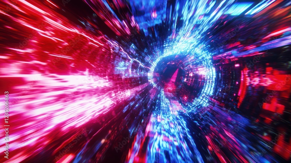 Aufkleber abstract red and blue light tunnel visualization