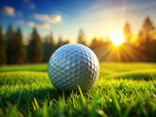 Obraz premium Close-up of a Golf Ball Ready for the Tee: High-Resolution Stock Photo