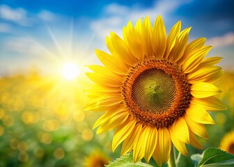 Obraz premium Close-up of a Vibrant Sunflower with Copy Space - Nature Photography