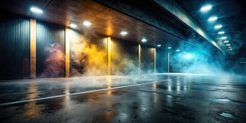 Dark Room Concrete Floor Spotlight Fog Asphalt Street Photography
