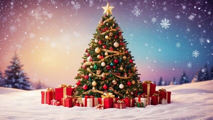 Obraz premium christmas tree and gifts