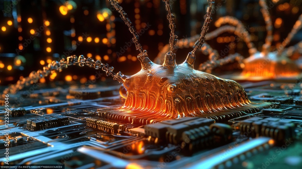 Poster metallic organism interfacing with circuit board