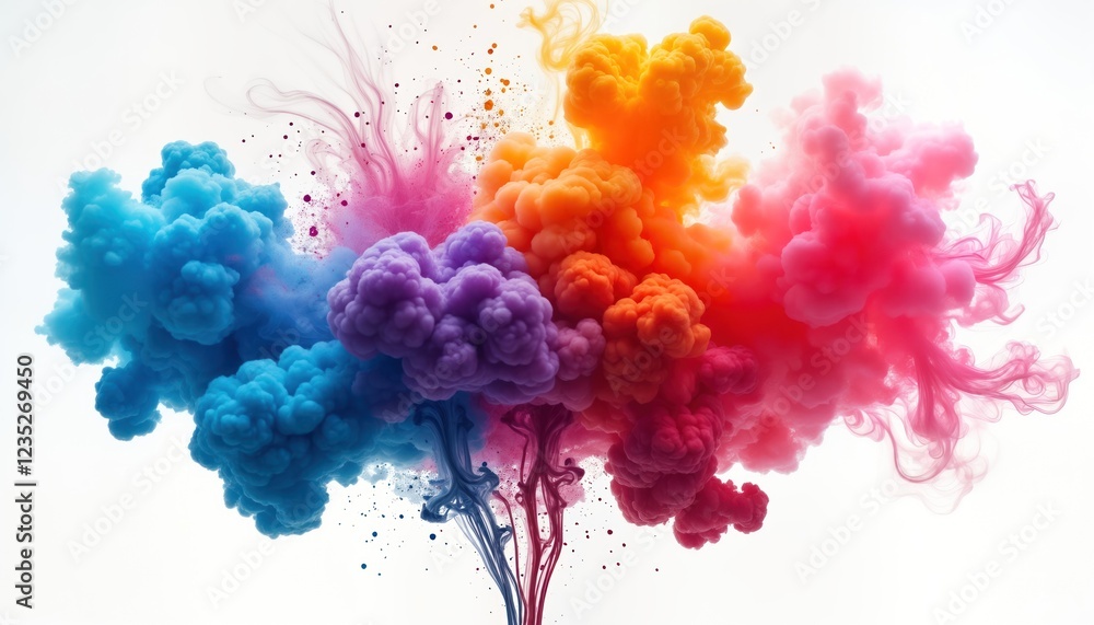 Poster colorful abstract liquid explosion. vivid colors mix in dynamic display. motion, speed key in colorf