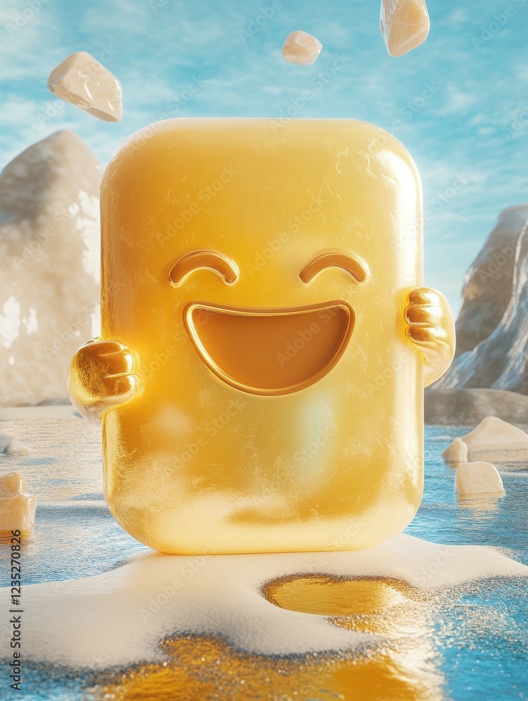 Poster a concept for a 3d social media platform and online communication app features a golden like reactio