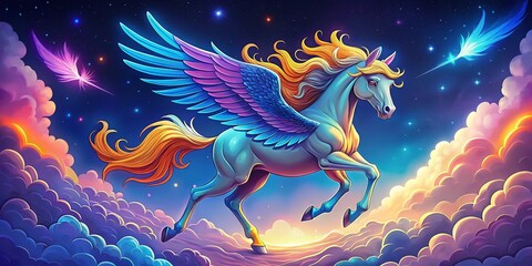 Contour Illustration of a Pegasus Logo for Your Company