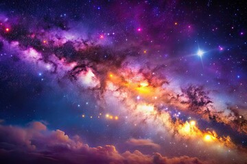 Fototapeta premium Drone Photography: Starry Purple Cosmos Nebula