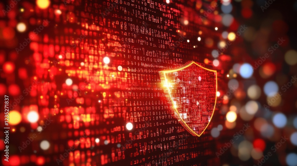 Poster Digital Shield Protecting Data Code Background