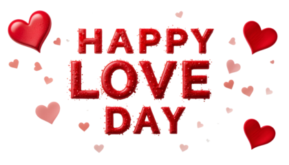 Happy Love Day Red Hearts Romantic Design Valentines Day Festive Celebration Greeting Card Digital Art Graphic Design Template Background Illustration