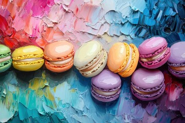 Colorful Macarons Arranged On A Textured Background