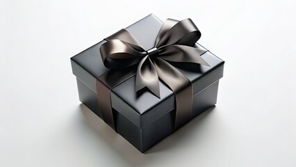 Obraz premium Elegant Black Gift Box Aerial Photography, 3D Render
