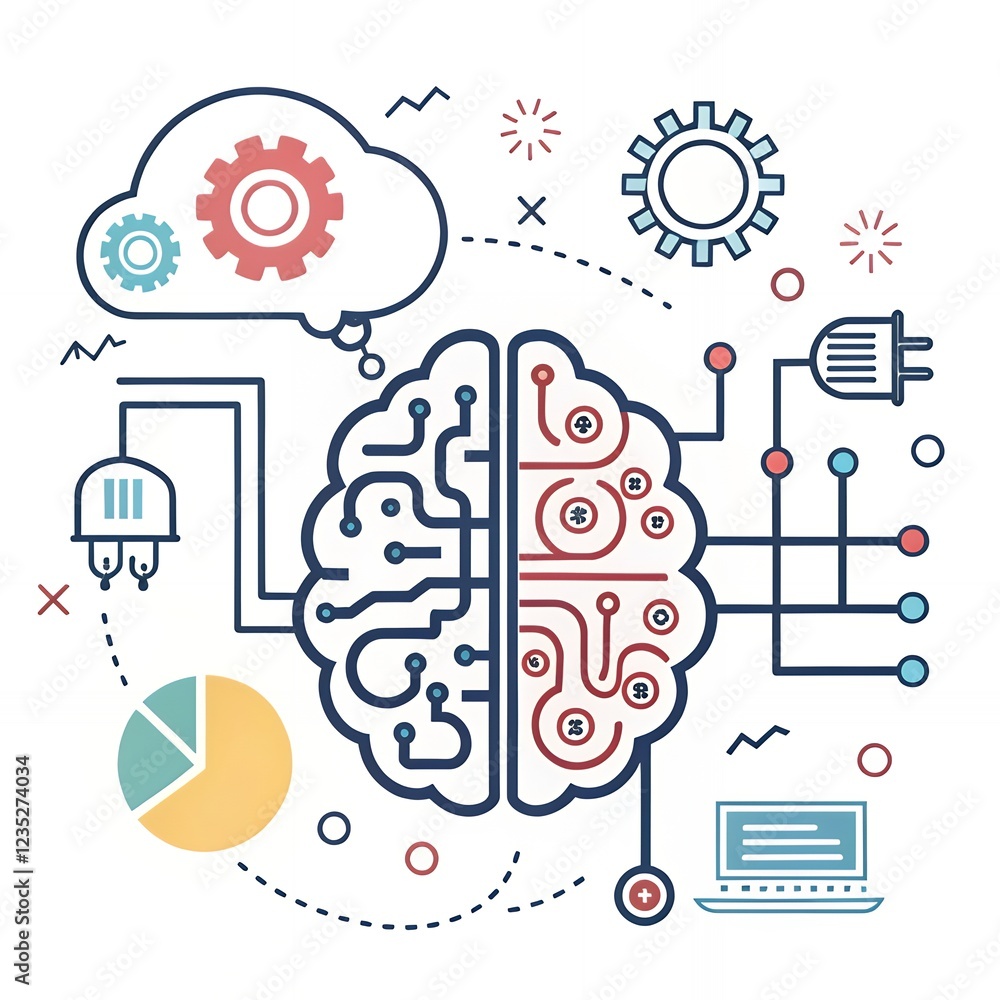 Poster ai brain technology data innovation network intelligence mind circuit connectivity digital