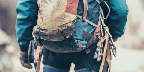 An Adventurous Climber is Enthusiastically Preparing for a Challenging Ascent Ahead