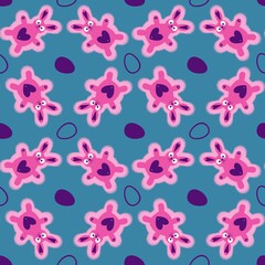 Easter eggs seamless rabbits pattern for wrapping paper and fabrics and linens and kids clothes print and spring party accessories