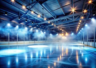 Empty Ice Rink, Smoky Fog, Low Light, Winter Scene, Surreal Photography