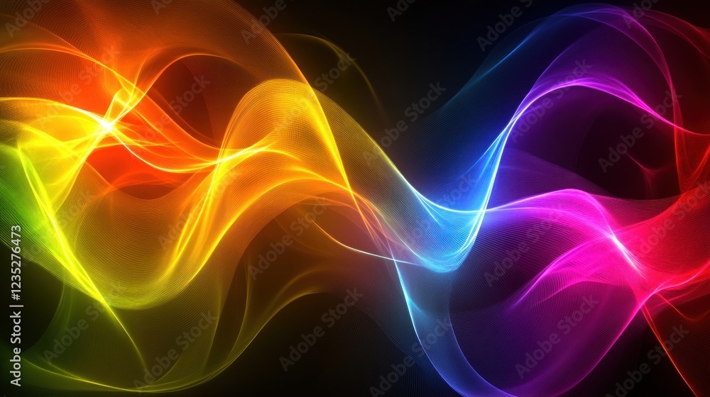Poster Abstract Colorful Waves Flowing Dynamically