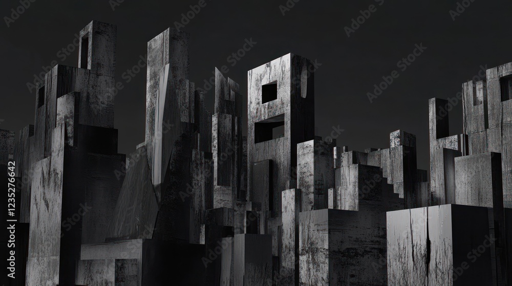 Poster Abstract Grey Cityscape Block Structures Design