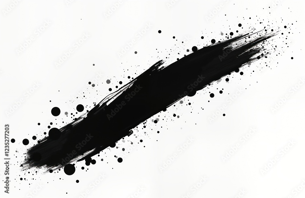 Aufkleber abstract black ink illustration on white background. brush strokes create diagonal mark. black ink s
