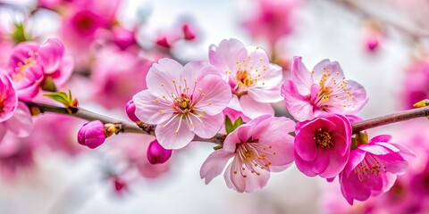 Extreme Close-up Magenta Cherry Blossom Stem - Urban Exploration