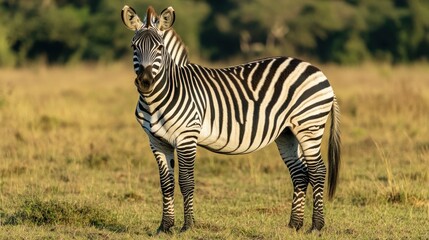 Obraz premium Plains Zebra Standing in Golden Grassland