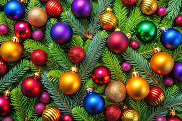 Festive Christmas Conifer Branches Close-Up