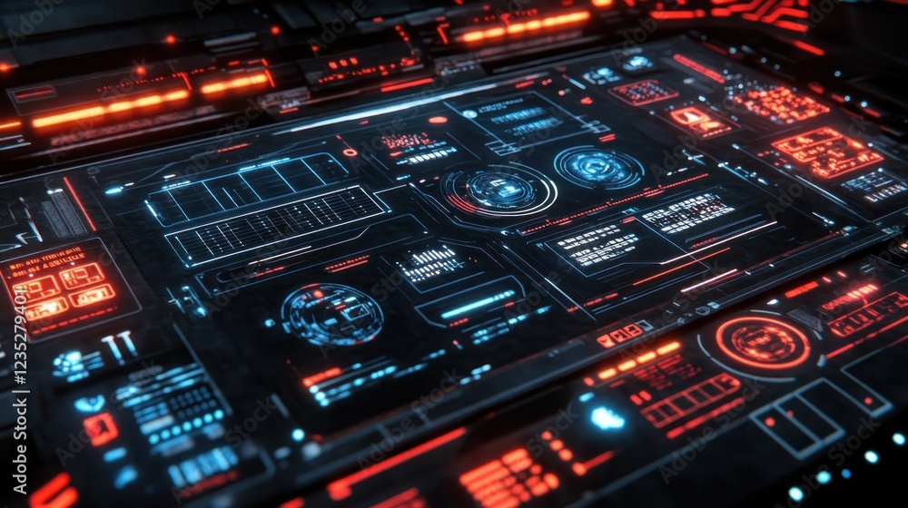 Poster Futuristic Technology Interface Control Panel Display