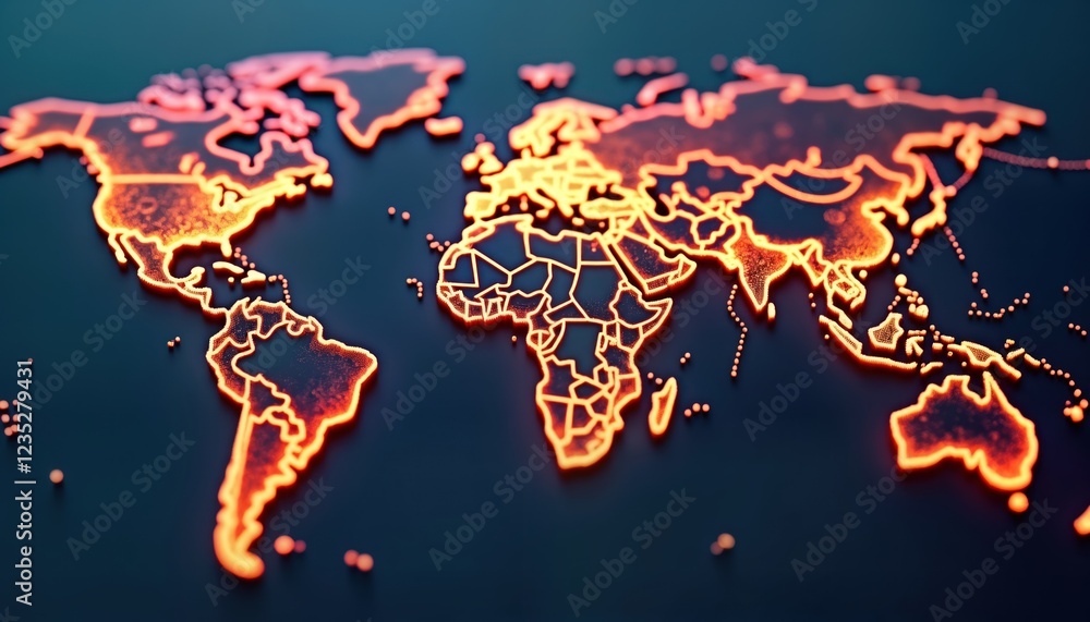 Aufkleber global logistics network displayed. illuminated world map international shipping, connectivity. carg