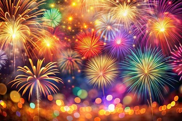 Fireworks Display Abstract Background - Holiday Copy Space