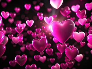 Floating Pink Hearts Valentine's Day Wedding Background