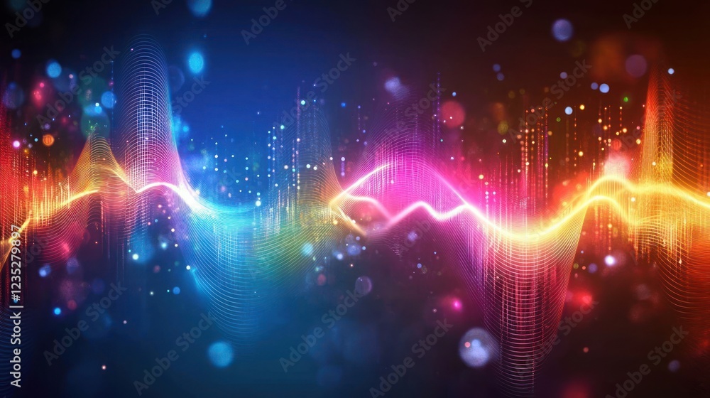 Poster abstract colorful waveform digital art design