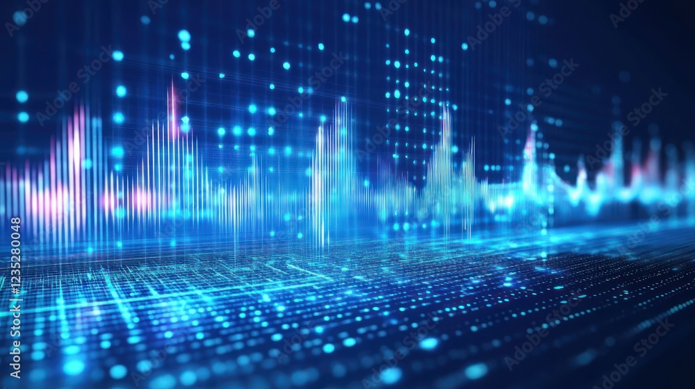 Poster Abstract Digital Data Visualization Showing Flowing Information
