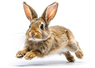 Obraz premium Fluffy Rabbit Mid-Leap, Playful Fashion Photography