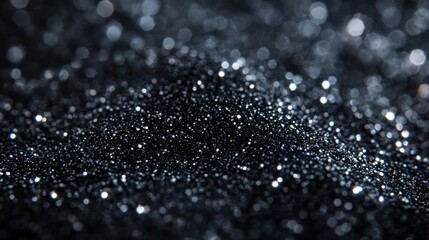 Dark Glitter Pile, Sparkling Background, Closeup