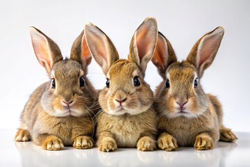Fototapeta premium Fluffy Rabbits Resting, Aerial Studio Shot