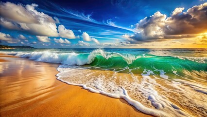 Obraz premium Foamy Ocean Waves, Coastal Scenery, Rolling Waves, Ocean Photography