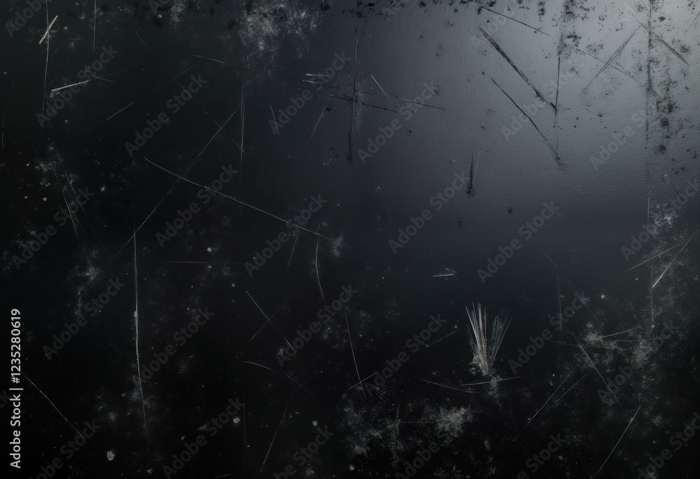 Poster dusty black surface with many scratches. aged, damaged surface texture. dark background ideal for gr