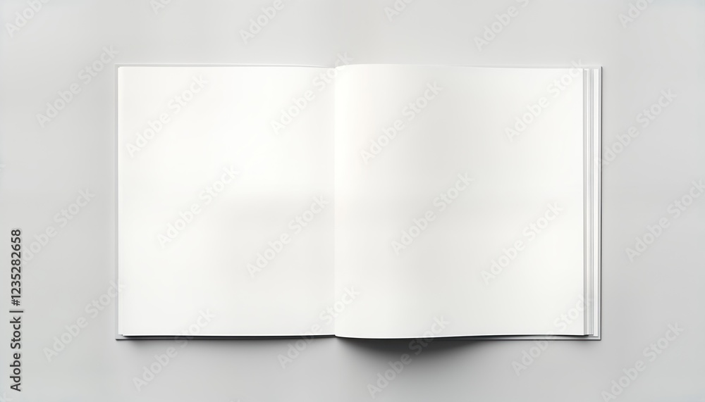 Aufkleber Blank white book open showing clean pages. Empty pages offer template for creative projects. Versatile document ready for notes messages. Design element for print projects digital templates.