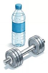 Obraz premium Fitness Hydration Dumbbell Water Bottle Healthy Lifestyle