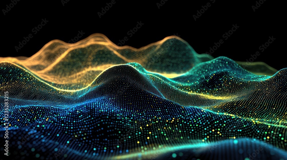 Poster abstract digital waveform landscape visualization