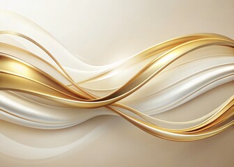 Obraz premium Elegant Abstract Gold & White Flowing Curves on Light Background - Stock Photo