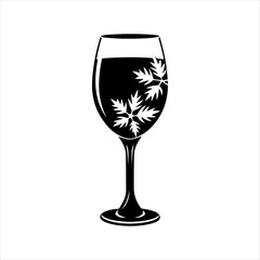 Wine glass silhouette vector art white background