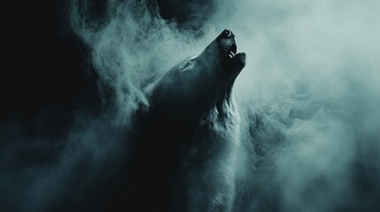Wolf Howling in Misty Environs A Dramatic Scene