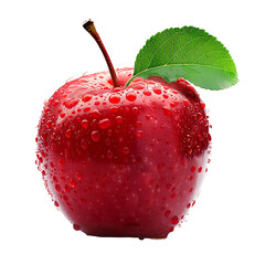 A vibrant red apple, isolated on a white background