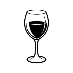 Wine glass silhouette vector art white background