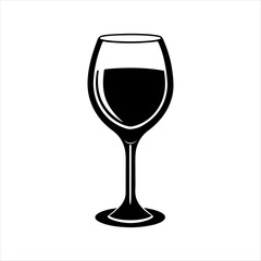 Wine glass silhouette vector art white background